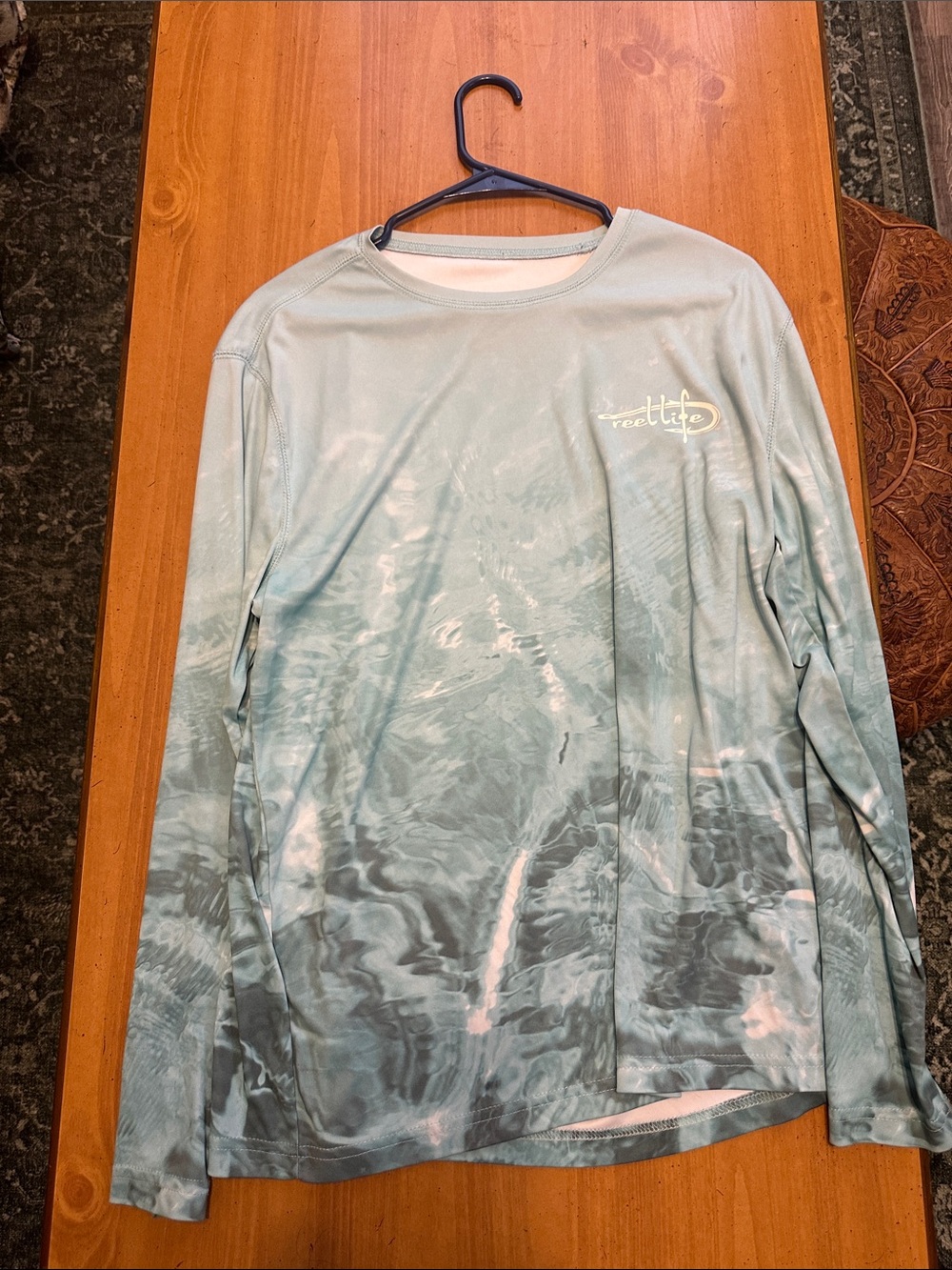 Reel Life Aqua Water-Print Long Sleeve Shirt